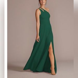 Davids bridal size 4 chiffon one shoulder cutout dress juniper